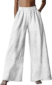 [Generic] Pantsuits for Women Work Casual Comfy Work Pants with Pockets Elastic High Waist Paper Bag Drawstring Pants Ladies Athletic