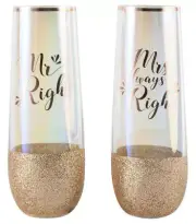 Wedding Gifts for Bride and Groom Mr and Mrs Always Right Stemless Wine Glasses