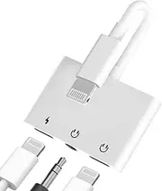 iPhone AUX Adapter Lightning to 3.5mm Headphone Dongle(3in1)Apple MFI Certified Audio Charger Jack Cable Splitter for 11 12 13 14 Pro Max 6 7 8Plus X XR Ipad Music Adaptador Para earbud Cord Converter