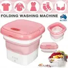 Pink Mini Washing Machine Bucket Folding Portable Laundry Machine Cloth Washing