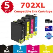 5x Non-OEM 702XL 702 XL Ink Cartridge For Epson Pro WF-3725 WF-3720 WF-3730