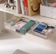 Neat Me 2 Pack Under Desk Drawer Organizer, Slide Out Attachment Clear