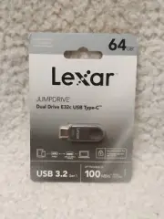 Lexar 64GB USB 3.2 Gen 1 Flash Dual Drive E32c USB Type-C 100MB/s (New/ Sealed)
