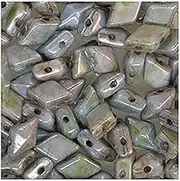 24 pcs DIAMONDUO Glass Two-Hole Beads Rhombus gemduo 5 x 8 mm, Green and Purple