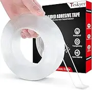 Teskyer Nano Tape, Double Sided Tape Heavy Duty, Strong Adhesive Mounting Tape, Multipurpose Removable and Reusable Wall Tape Photo Frame Hanging Poster Tape Carpet Tape (16.4ft X 0.59in)