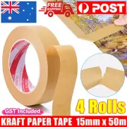 4x Kraft Brown Paper Tape Picture Framing Packing Tape Self adhesive 15mm Craft