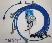 1959-72 413 426 440 PLYMOUTH BLUE Small Female Cap HEI Distributor + Plug Wires