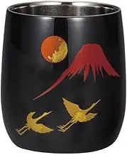 Maeju Lacquerware Lacquer Polish Double Layer Dharma Cup Hand-Painted Fuji Crane 8K-503