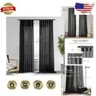 Drapery Set of 2: Elegant Black Semi-Sheer Curtains for Sliding Glass Doors