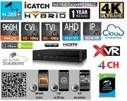 4 Channels H.265+ 4K UHD Hybrid Security HD-TVI/CVI/AHD/960H/IP/P2P/Audio/Cloud