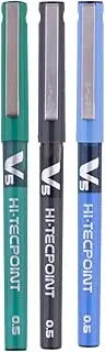 Pilot V5 Liquid Ink Roller Ball Pen - 1Blue + 1Black + 1Green