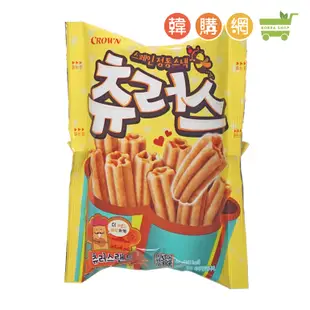 韓國CROWN 楓糖肉桂風味吉拿棒餅乾84g【韓購網】皇冠蜜糖肉桂吉拿棒