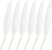 Leikedun White Goose Feather Quill Pens Black Ink Ball Point Feather Pen Feather Signing Pen Retro Ballpoint Pen for School Office Business Wedding Birthday Party Favor (6Pcs)