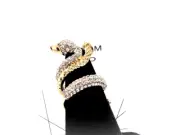 New ALDO Two Entangled Snakes Ring Gold Tone Clear Cubic Zirconia