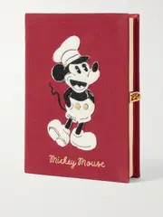 [Olympia Le-Tan] Olympia Le-Tan - Mickey Mouse Embroidered Appliquéd Canvas Clutch - One size One size Red