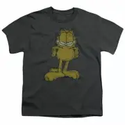 Garfield BIg Ol Cat Kids Youth T Shirt Licensed TV Comic Tee Charcoal