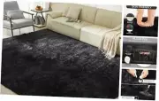 Ultra Soft Rug for Living Room,Black Fluffy Shag Area Rug for Bedroom, Modern