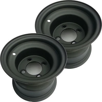 2) Golf Cart Go Kart Riding Lawn Mower RIM WHEEL 8x7 4/4 Black NEGATIVE Offset