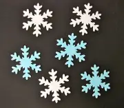 12 EDIBLE LARGE BLUE/WHITE SNOWFLAKE RICE/WAFER PAPER CAKE CUPCAKE TOPPERS
