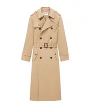Saint Laurent Double-Breasted Belted Trench Coat IT50 light brown