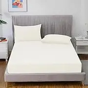 Grounding Fitted Sheet with Cord, Earthing King Size, 5% Silver Fiber & 95% Organic Cotton, Conductive Bed Sheet Mattress Cover for Better Sleep (193x203x33cm)