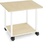 MARTY 22"x15.75" Large Under Desk Printer Stand with Storage Shelf 2-Tier Rolling Printer Cart with Wheels Printer Table for Home Office Heavy Duty Storage Rack for Scanner Fax Machine, Maple