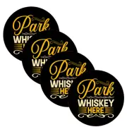 Set of 4 Whiskey Coasters Neoprene Rubber Round Home Bar Groomsman Best Man Gift