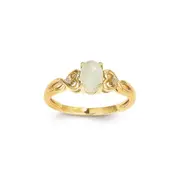 14k Yellow Gold Genuine Opal Diamond Ring