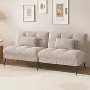 COMHOMA Convertible Futon Sofa Bed, 68" Corduroy Futon Couch with Adjustable Backrest, Folding Loveseat for Living Room, Bedroom (Cream)