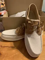 New Sperry Top Sider Women Songfish Sparkle Linen Boat Shoes Sz 10