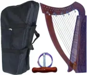 27" Diagonal 15 Strings Semi LEVERS Celtic Irish ROSEWOOD HARP+ Bag+ Tuning Key