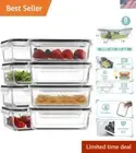 8 Pack Glass Food Storage, Meal Prep Containers, Airtight with Lids - BPA-Fre...