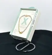 A New Day Target Bracelet 14K Flash Gold Plated-Cubic Zirconia-Monogram Letter X