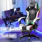 PU Leather Massage Feature LED Light Office Chair High Back Computer Desk Chair