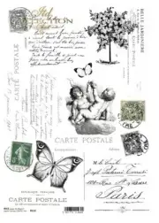A4 French Label Carte Postale Rice Paper R0512 Decoupage Rice Paper