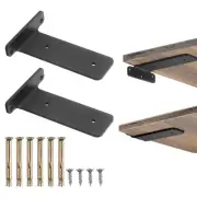 2 Pcs Shelf Brackets, 6" Long 3/16" Thick Shelving Brackets with 44 Lbs, Black