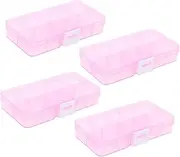 FOYTOKI 4pcs Box Clear Storage Containers Pp Mini Storage Containers Bead Storage Containers Mini Storage Organizer Pink