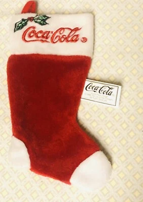 Vintage Coca-Cola Christmas Holiday Mini Velveteen Stocking*7”l*1990*unused
