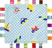 LeoLeozz Taggy Blanket for Kids,Multipurpose Plush Security Blanket - Cute Portable Soothing Towel, Soft Appease Towel with Tags for Napping, Companion (A)