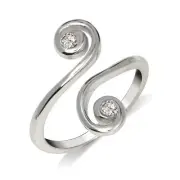 Adjustable CZ Cubic Zirconia Large Scroll Toe Ring - 925 Sterling Silver