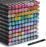 100 Colors Alcohol Markers Dual Tips Permanent Art Markers Pen for Kids & Adult, Alcohol-Based Highlighter Pen Sketch Markers for Painting, Coloring, Sketching and Drawing.（non free flowing mark pen）