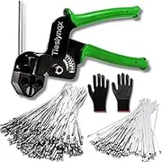 StainlessSteel Cable Tie Gun Set with 200PCS Ties - Special Tool For Fastening And Cutting Metal Cable Ties- Ideal for Chain Link Fence, Dog Fence,Outdoor Fencing, Exhaust Pipe