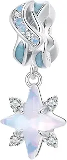 [Generic] Womens 925 Sterling Silver Brilliant Star Shape Charms Dangle Bead for Biagi, and European Bracelet Necklaces