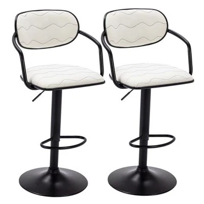 Bar Stools Set of 2, Adjustable Counter Height Barstools with Back and Arm,
