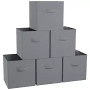 Cube Storage Bin 13 in Lightweight Foldable Design Thick Fabric Gray 6-Pack