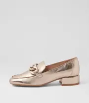 New Django & Juliette Vivek Champagne Leather Heels Womens Shoes Casual
