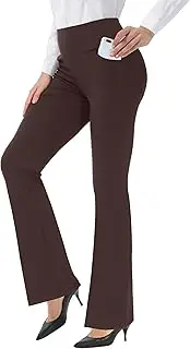 [IKULE] Bootcut Yoga Pants for Women High Waist Dress Pants Flare Leggings 27" 29" 31" 33" 35" 37" Workout Pant for Casual Work