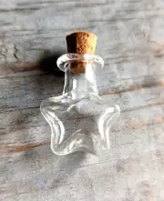 1 Glass Bottle Star Jar Cylinder Cork Potion Apothecary 1 Vial 1" 2ml Wishing