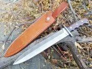 NOORAKI Handmade Damascus Steel Double-Edged Blade Full Tang Knife 15" Hunting