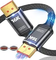 VESA Certified 16K Displayport Cable 2.1, DP 2.1 Cable 20FT-6M [16K@60Hz, 8K@120Hz, 4K@240Hz 165Hz 144Hz] Support 80Gbps HDR, HDCP DSC 1.2a, Compatible FreeSync G-Sync Gaming Monitor 4090 7900xtx